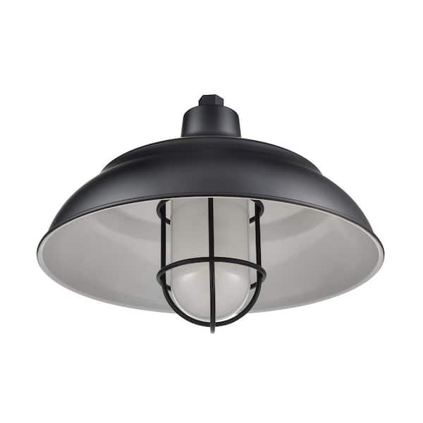 R-Series 17 in. Wide 1-Light Indoor/Outdoor Warehouse Shade-Satin Black