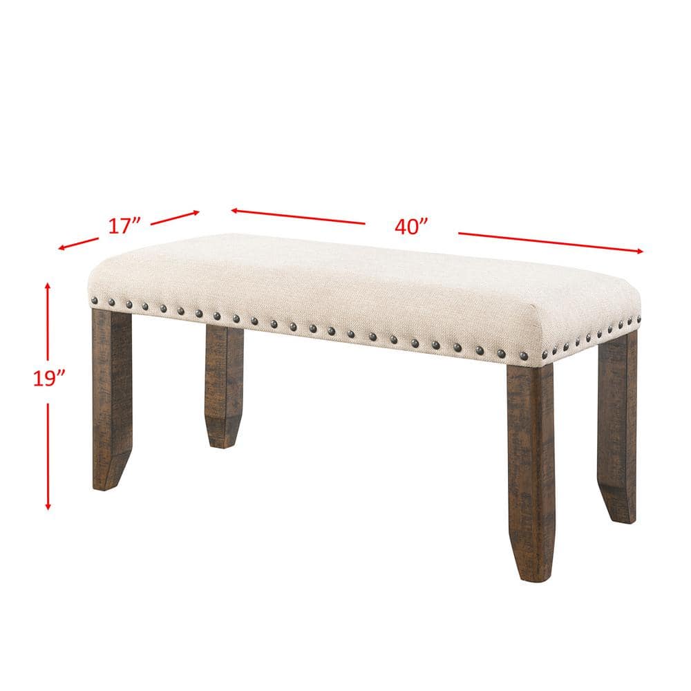Smokey Walnut Extendable Dining Table Set with Cream Upholstery
