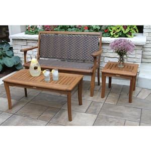 Square Wood Outdoor Side Table with Eucalyptus Top