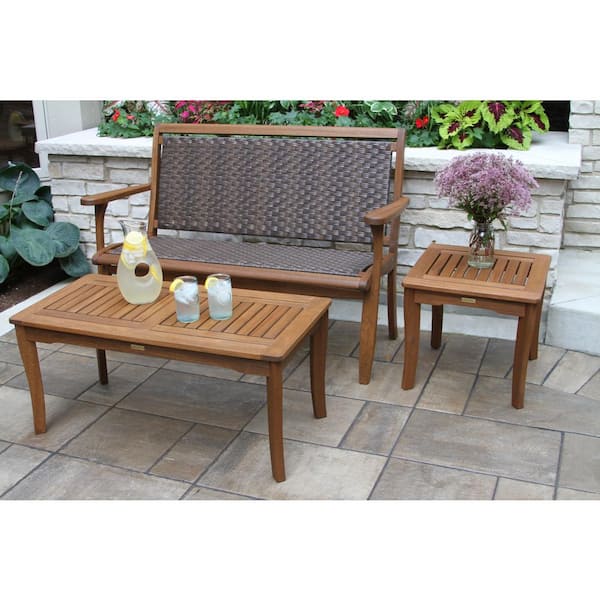Square Wood Outdoor Side Table with Eucalyptus Top