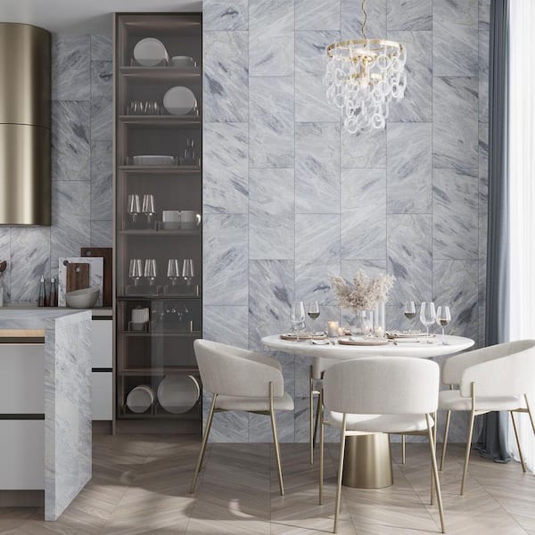 Grandis 12 in. x 24 in. Honed Gray Marble Large Format Wall and Floor Tile (10 sq. ft./case)-5 Pack