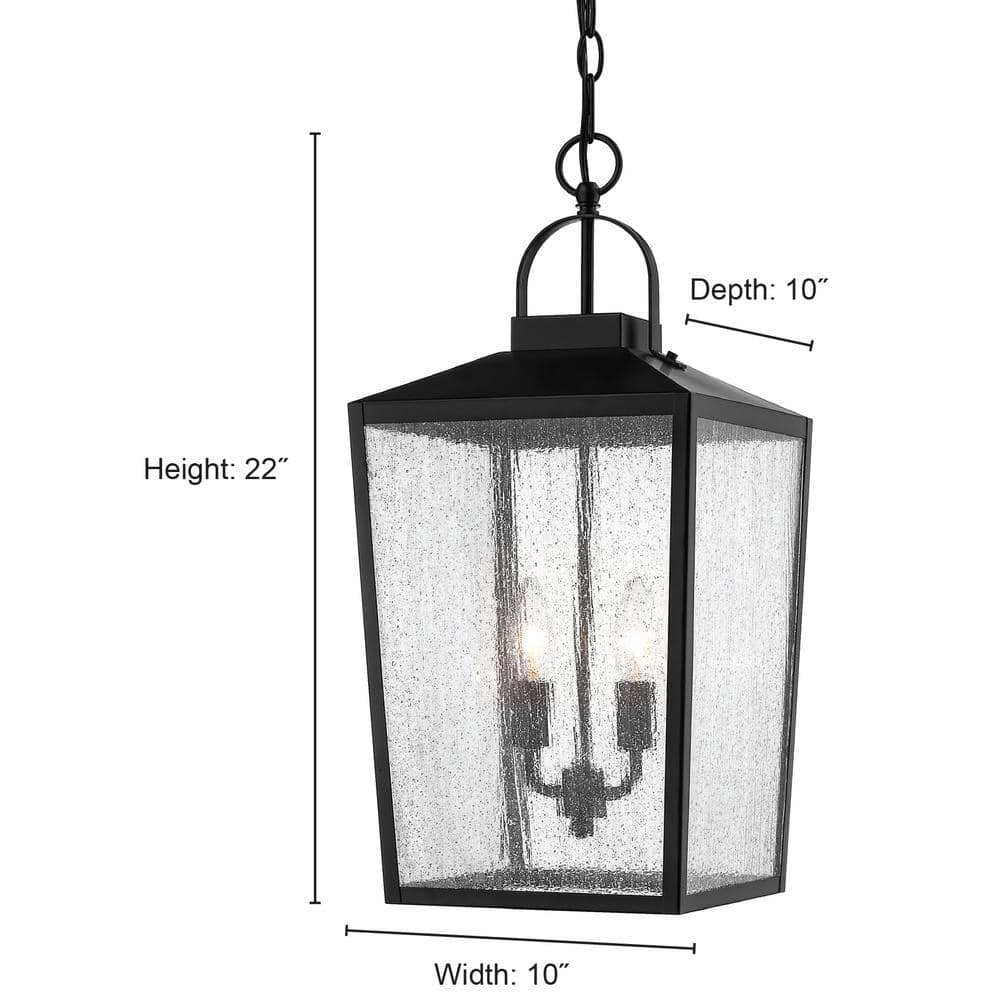 Black Powder Coat Glass Outdoor Hanging Lantern