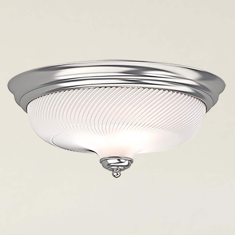 Brushed Nickel 3-Light Glass Flush Mount Ceiling Fixture