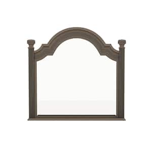 Erminia 49.25 in. W x 43.25 in. H Classic Arch Framed Gray Vanity Mirror