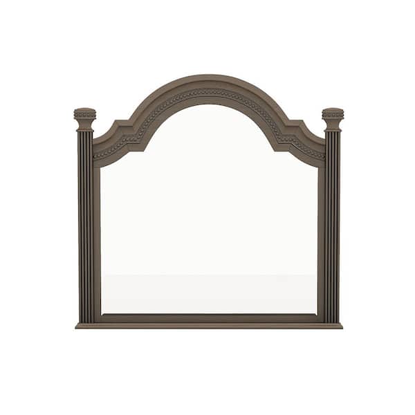 Furniture of America Erminia 49.25 in. W x 43.25 in. H Classic Arch Framed Gray Vanity Mirror