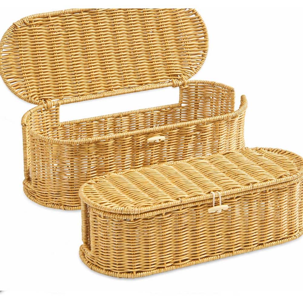 Handwoven Imitation Wicker Cable Organizer Box Set Large Small Caramel Cord Hider Ventilated 2 Pack price history on PriceWatchPro