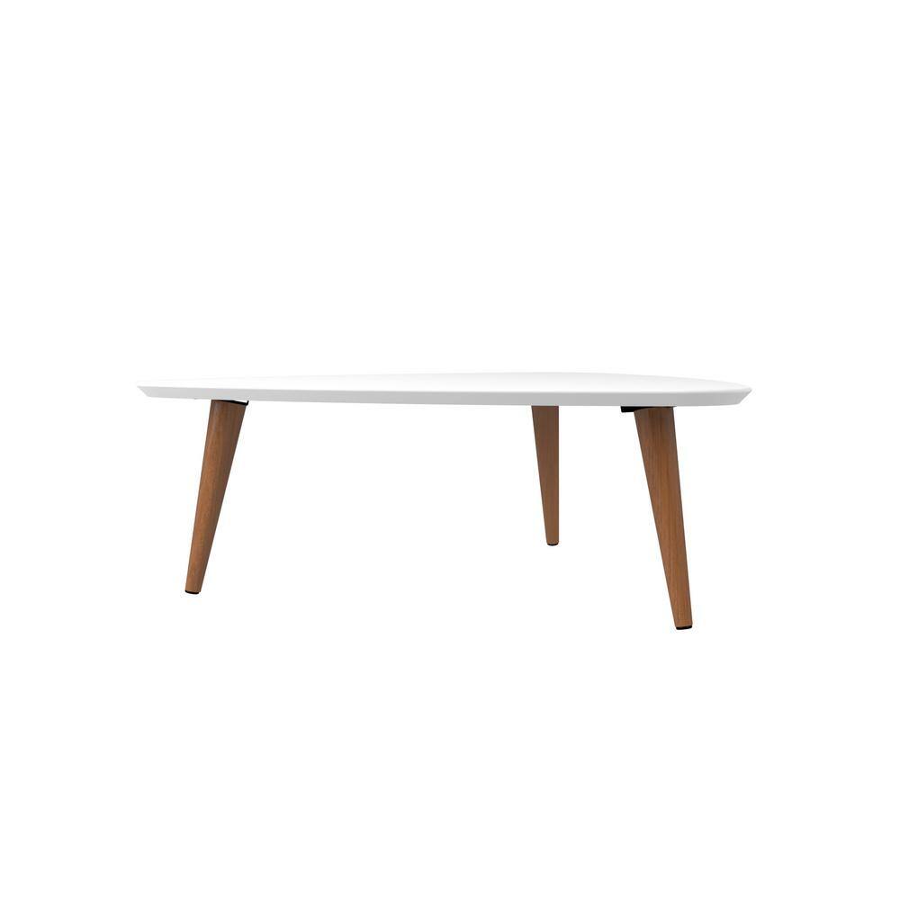Utopia Mid-Century Triangular White Gloss Wood Coffee Table with Storage
