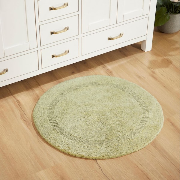 Lux Collection Sage 30 in. x 30 in. 100% Cotton Reversible Race Track Pattern Bath Rug