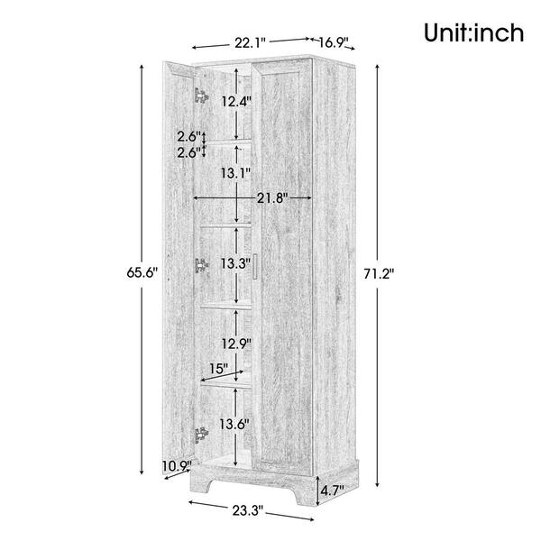 23 in. W x 17 in. D x 71 in. H White MDF Freestanding Linen