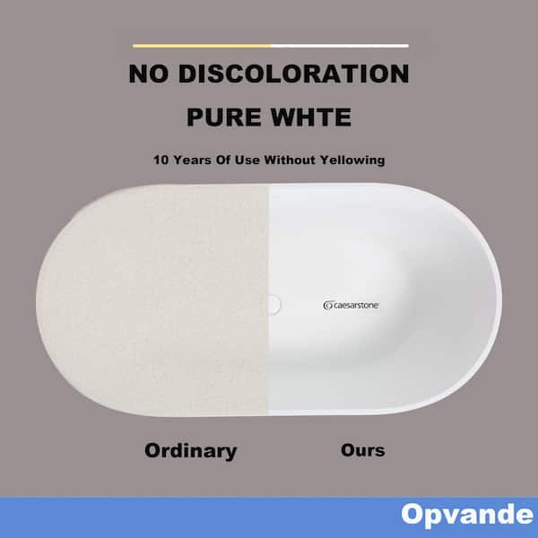 59 in. x 29 in. Double Slipper Freestanding Solid Surface Soaking Bathtub in Matte White with Center Drain