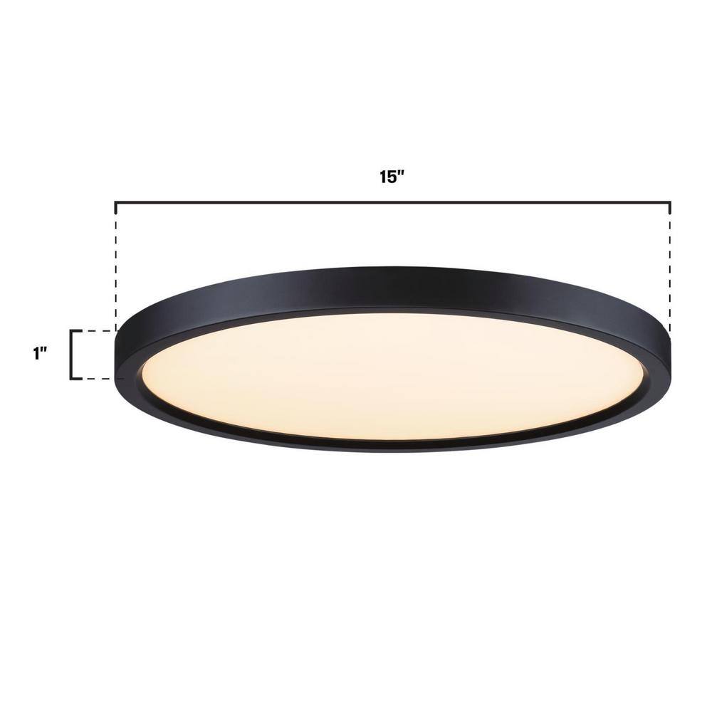 Black Round LED Flush Mount Ceiling Light with White Acrylic Shade