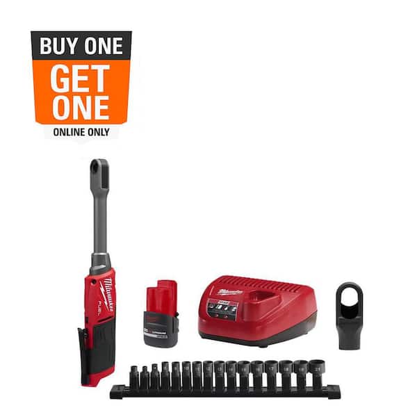 Milwaukee M12 FUEL INSIDER 12V Lithium-Ion Brushless 1/4in.-3/8in. Extended Reach Box Cordless Ratchet Kit w/ Protective Tool Boot