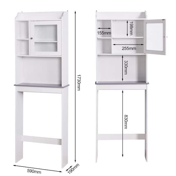 J&V TEXTILES Fresh Home 23.5 in. W x 65 in. H x 9.75 in. D White Metal  3-Shelf Over the Toilet Storage Space Saver in White 330-WH - The Home Depot