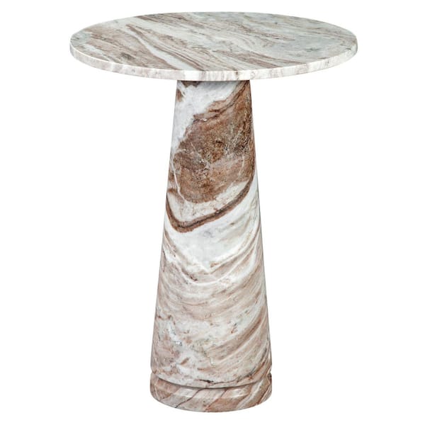 Joni 18 in. Brown Round Marble End Table