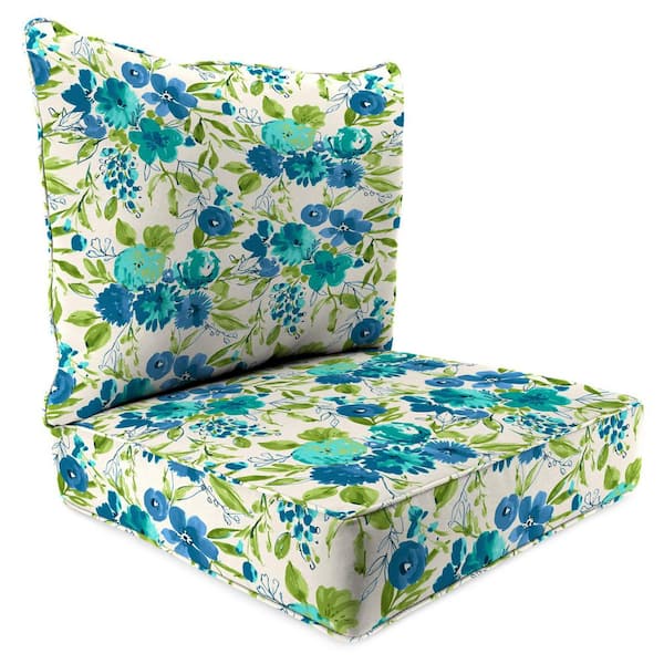 46.5 in. L x 24 in. W x 6 in. T Rectangular Outdoor Deep Seat Lounge Chair Cushion Set in Bettina Aqua