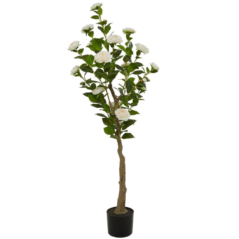 Litton Lane 56 in. H Camellia Artificial Tree with Realistic Leaves and ...