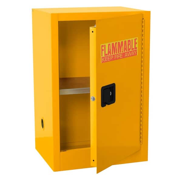 Edsal 23 in. W x 35 in. H x 18 in. D Freestanding Cabinet 18 Gauge Flammable Liquid Safety Single-Door Storage Cabinet Yellow
