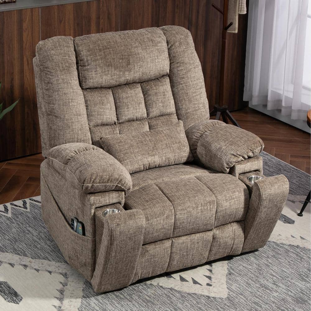 Brown Ultimate Comfort 4-Motor Chenille Power Lift Recliner with Massage an