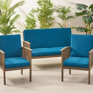 Coesse 51.5 in. x 19 in. 3-Piece Outdoor Loveseat and Lounge Chair Cushion in Dark Teal