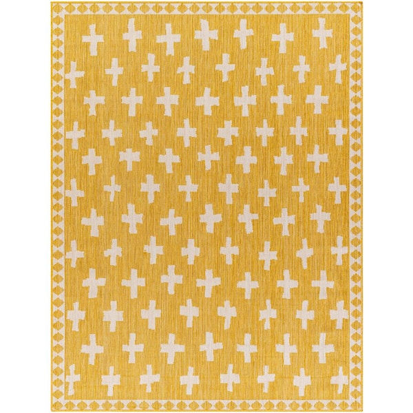 Livabliss Long Beach Yellow Moroccan 5 ft. x 7 ft. Indoor/Outdoor Area Rug