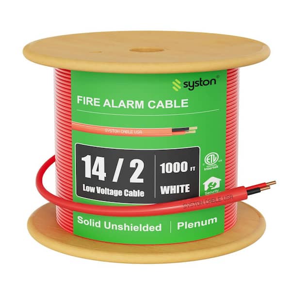 1000 ft. 14/2 Red FPLP/CL3P Unshielded Solid Copper Fire Alarm Security Burglar Station Wire Indoor/Outdoor UV Resistant