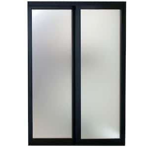 84 in. x 81 in. Eclipse 1-Lite Bronze Aluminum Frame Mystique Glass Interior Sliding Closet Door
