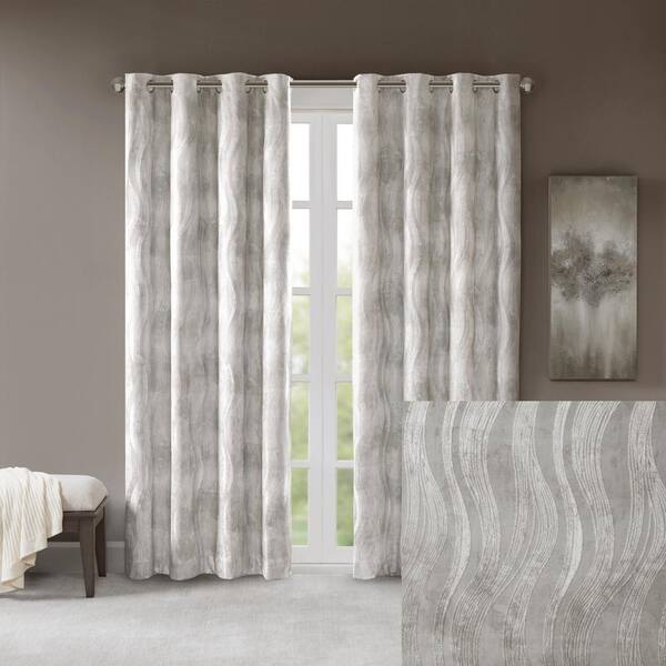 1 Set N32 Insulated Lined Foam Blackout Silver Grommet Window Curtain Panels 95" 