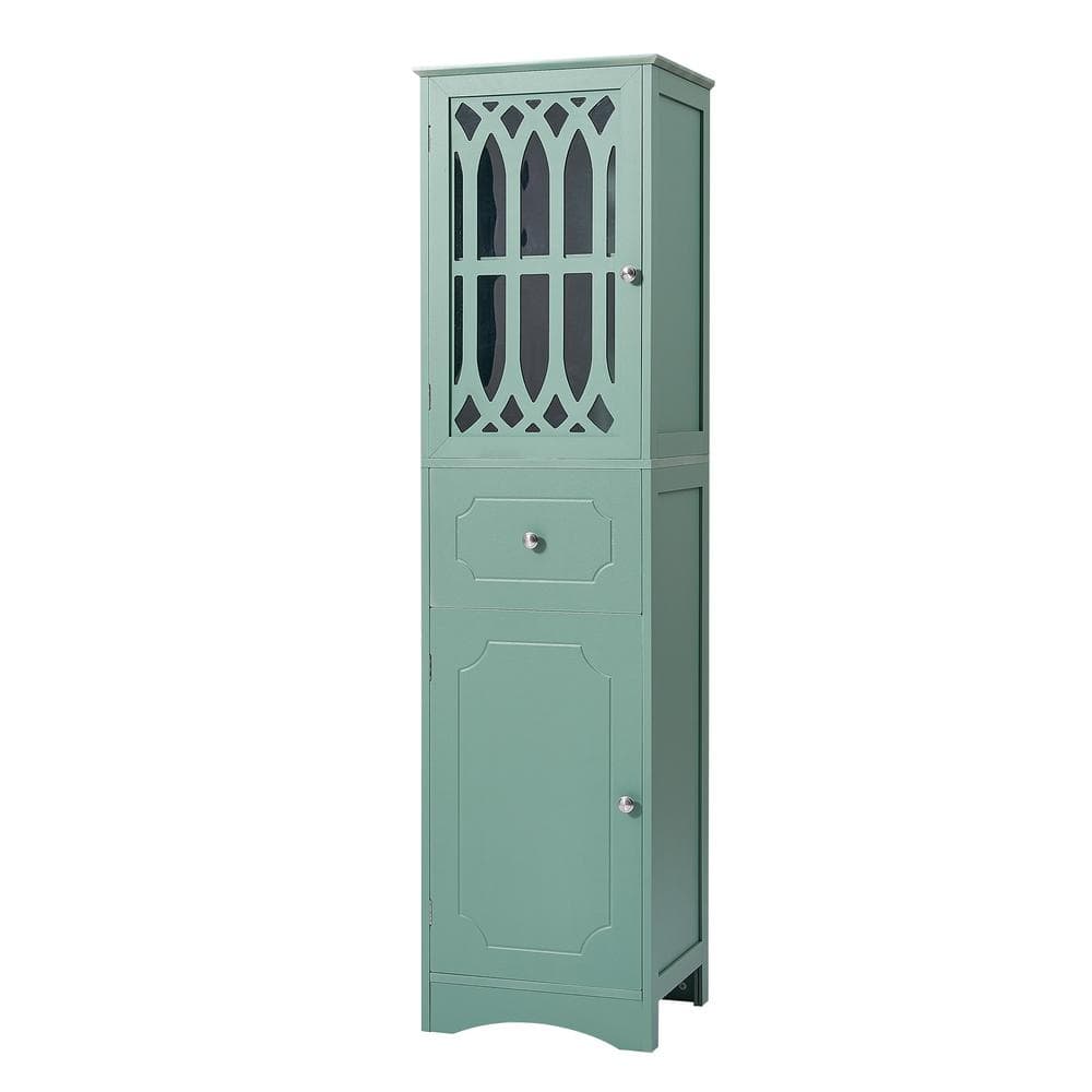 16.5 in. W x 14.2 in. D x 63.8 in. H Bathroom Storage Wall Cabinet in Green