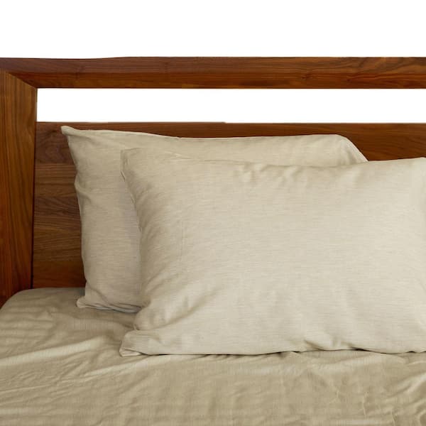 BEDVOYAGE Melange Viscose from Bamboo Cotton King Pillowcases (Set of 2) - Sand