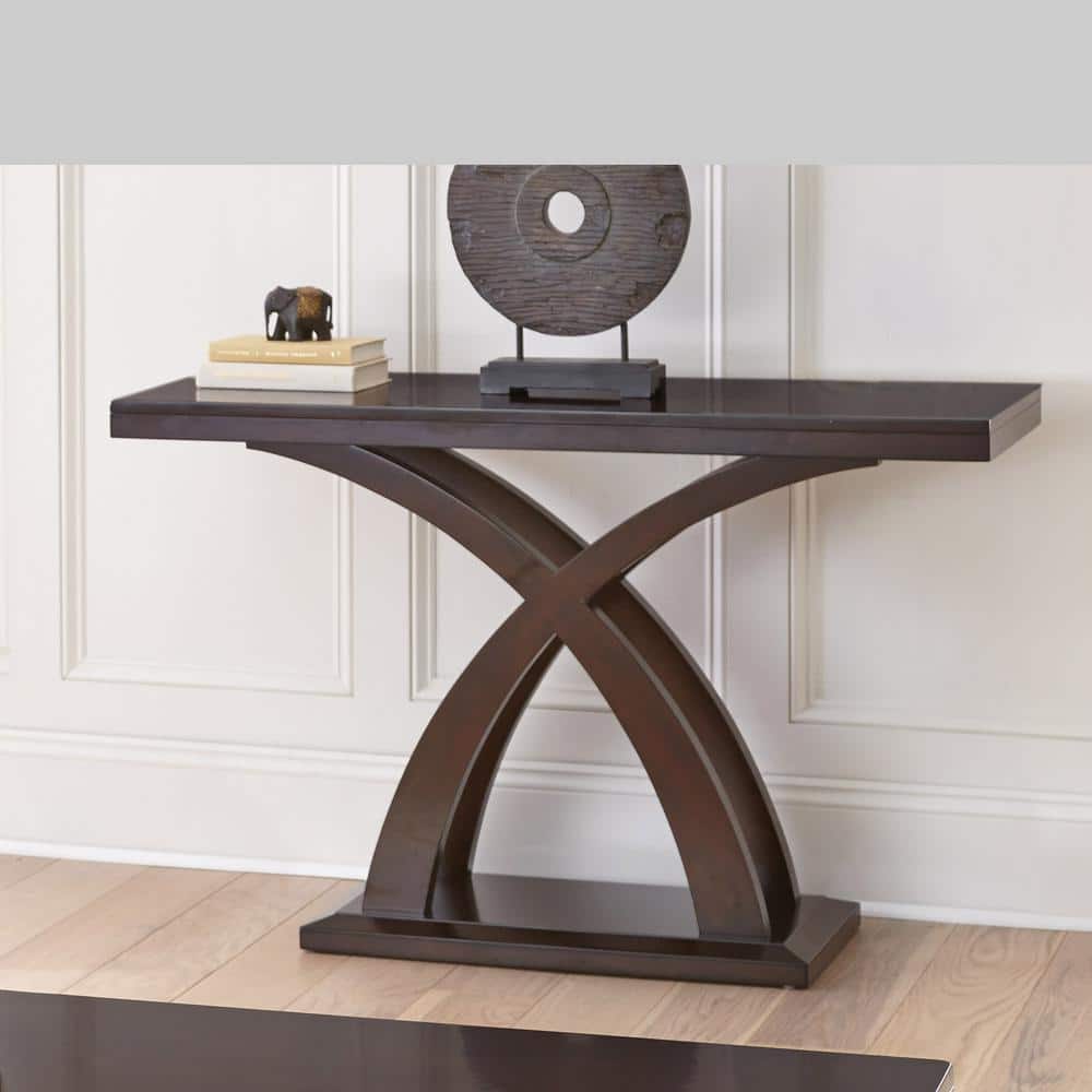 Espresso Cherry Wood and Mango Veneer Console Table