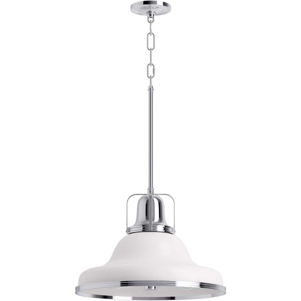 KOHLER Hauksbee 3-Light White with Chrome Trim XL Pendant with Metal Shade
