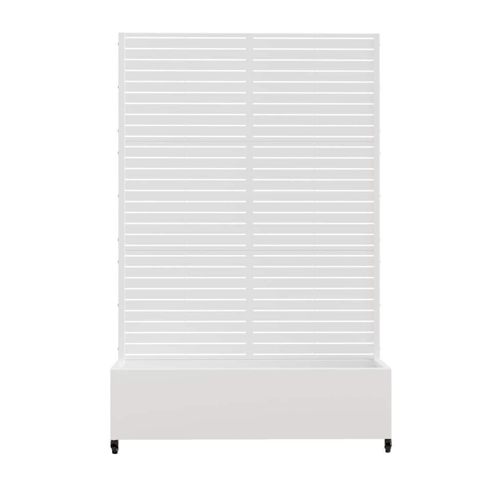 47 in. L x 16 in. W x 72 in. H White Rectangular Outdoor Iron Planter with Classic Louver Trellis (1-Pack) price history on PriceWatchPro