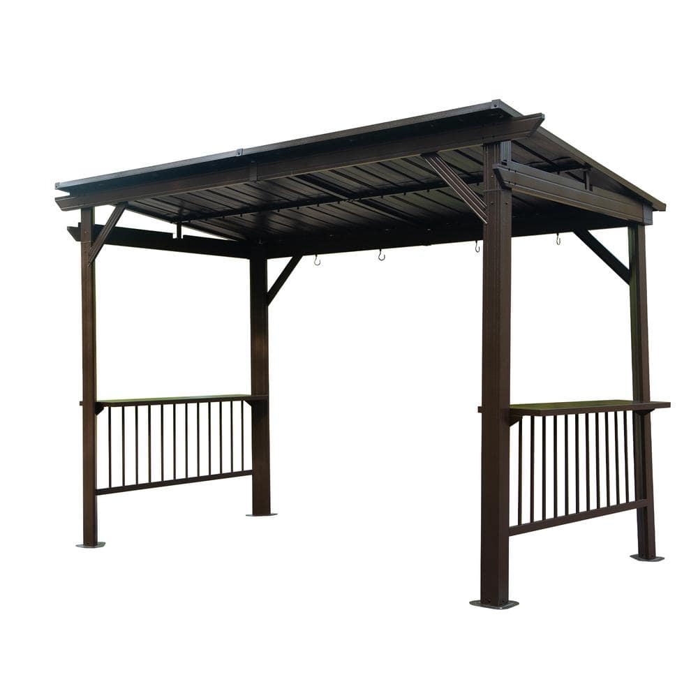 6.5 ft. x 12 ft. Hardtop Grill Gazebo with Side Shelves and Steel Roof, Brown price history on PriceWatchPro