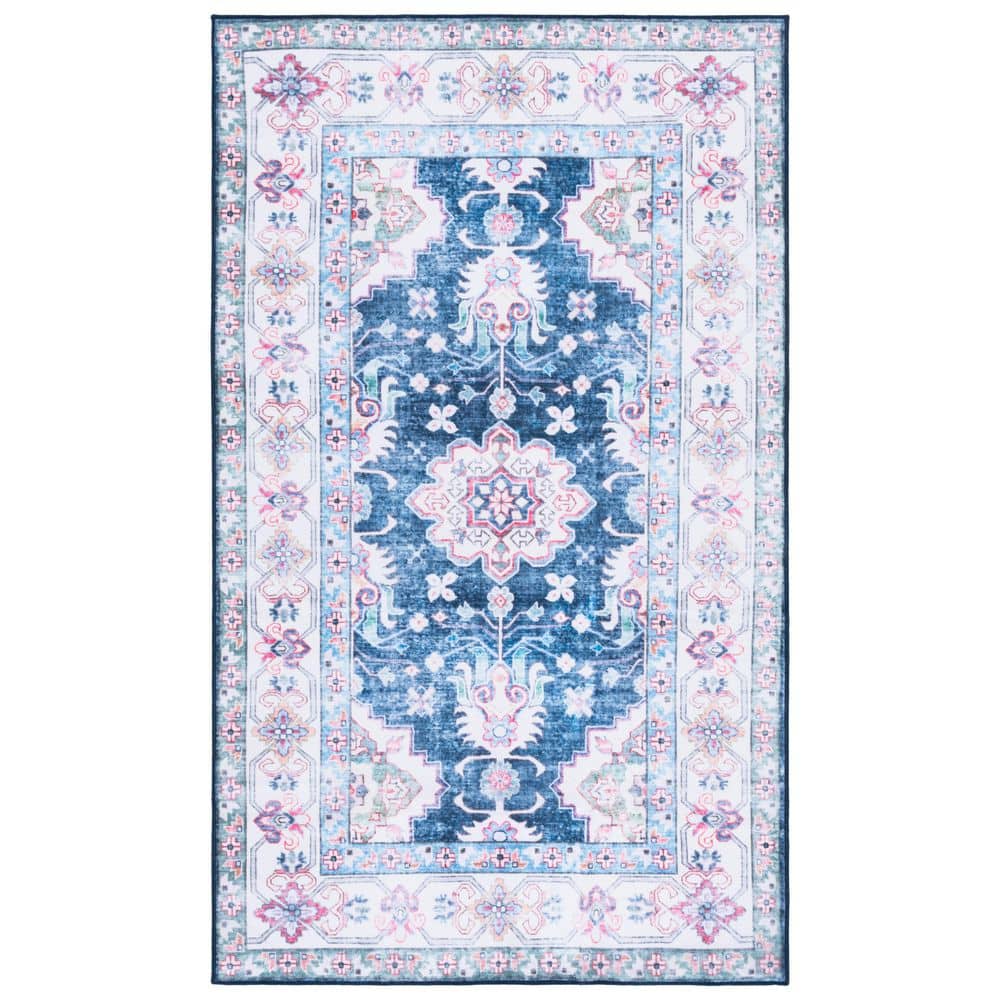 Martha Stewart Washable Navy/Beige 3 ft. x 5 ft. Machine Washable Floral Border Area Rug price history on PriceWatchPro