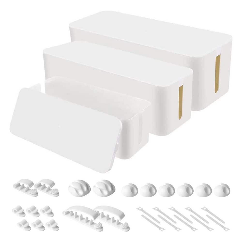 Cable Organizer Series 3 Piece Set Cable Management Box Power Strip Cord Holder White for Desk Home Office price history on PriceWatchPro