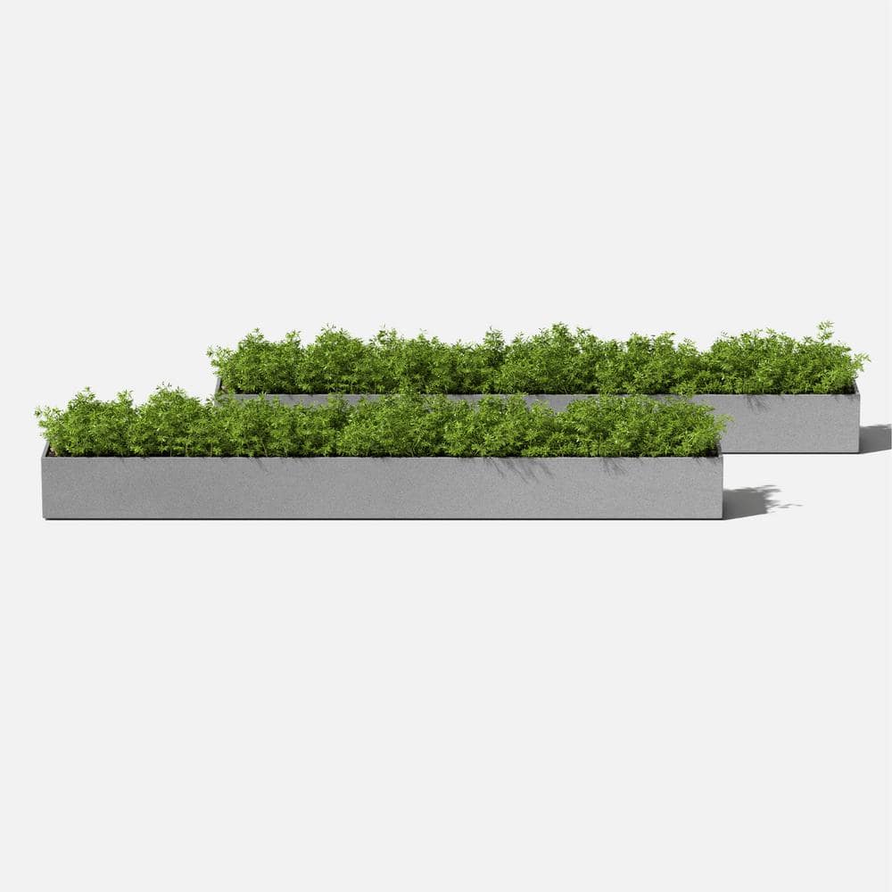 Gray Long Plastic-Stone Composite Indoor/Outdoor Planter Box Set