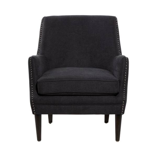 Litton Lane 29 In L X 33 5 In H Black Large Upholstered Fabric Accent Chair 53754 The Home Depot