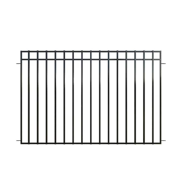 FORGERIGHT Heritage 46 in. H x 74 in W Steel Large No Dig Pre-Assembled Spaced Bar Flat Framed Metal Fence Panel