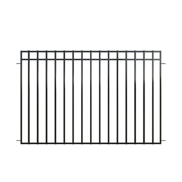 Heritage 46 in. H x 74 in W Steel Large No Dig Pre-Assembled Spaced Bar Flat Framed Metal Fence Panel