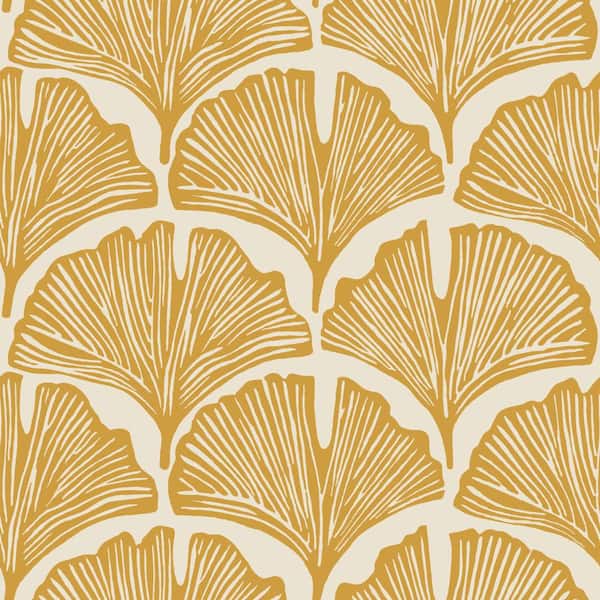 Tempaper Novogratz Mustard Yellow Feather Palm Vinyl Peel and Stick Wallpaper Roll (Covers 28 sq. ft. )