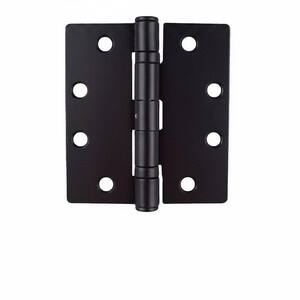 4.5 in. x 4 in. Black Commercial Full Mortise Square Corner Door Hinge with Fixed Pin - Pack of 3
