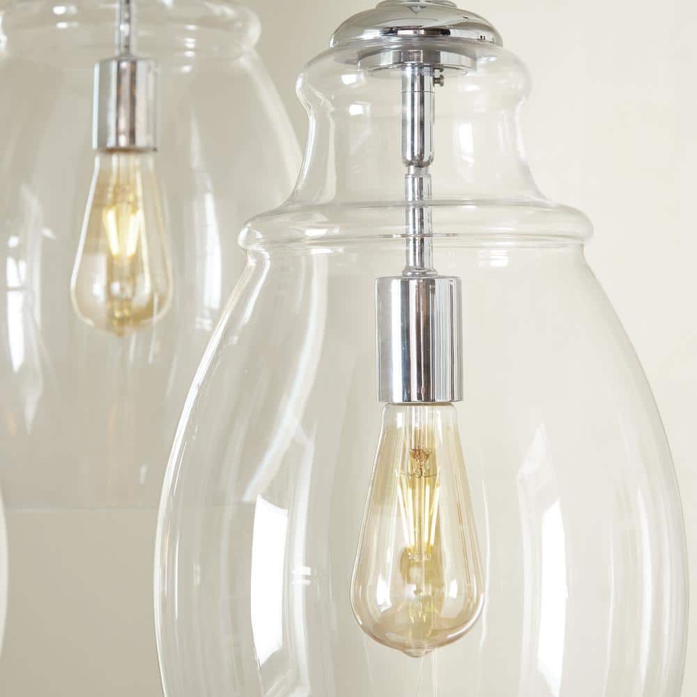Marino Satin Nickel Clear Glass Indoor/Outdoor Pendant Light