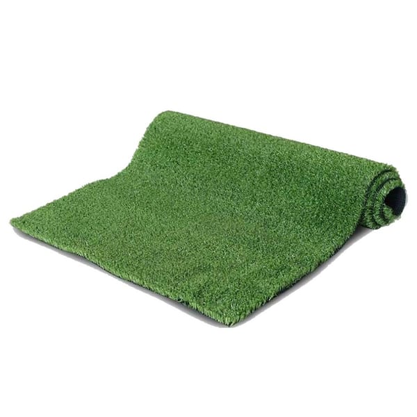 6 ft. x 10 ft. Green Artificial Turf Mat, Outdoor Artificial Carpet Fake Grass with Drainage Holes and Rubber Backing
