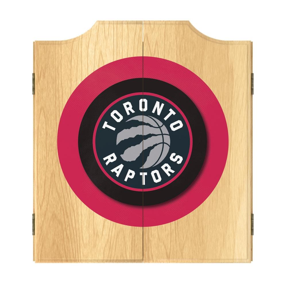 Toronto Raptors Logo 20.5 in. Dart Board with Cabinet, Darts and Scoreboard
