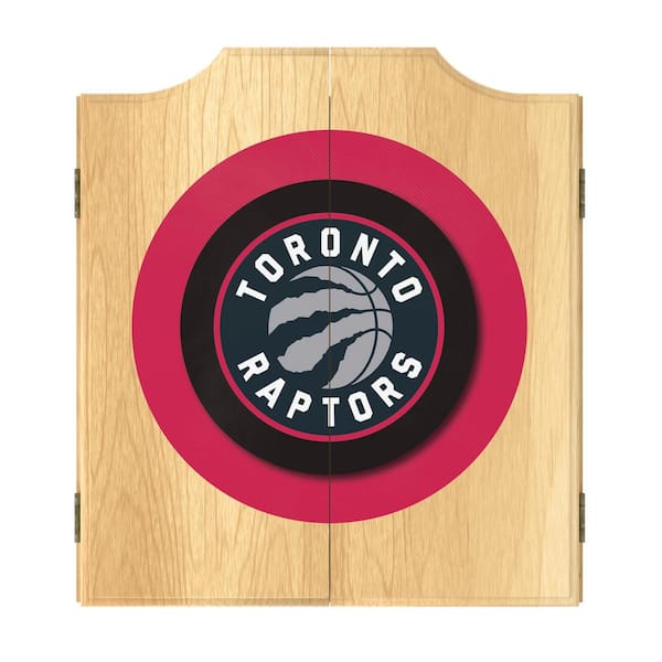 Unbranded Toronto Raptors Logo 20.5 in. Dart Board with Cabinet, Darts and Scoreboards