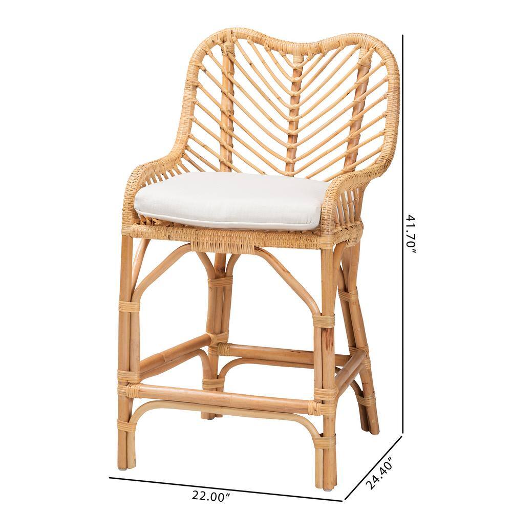 Arween Handcrafted Natural Brown Rattan Bohemian Counter Stool