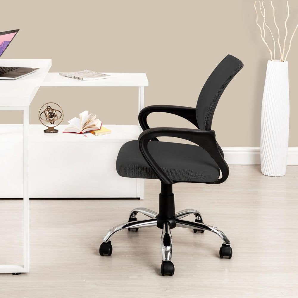 Executive Office Mesh Mid-Back Swivel Chair with Armrest, Lumbar Support in Height Adjustable