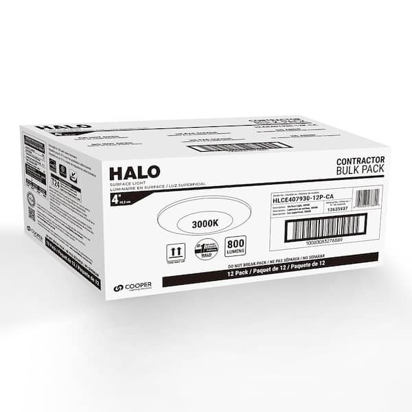 HLCE 4 in.LED Surface Mount Disk Light 60-Watt Equivalent 700lm, 3000K, 12-Pack, Title 20 Compliant