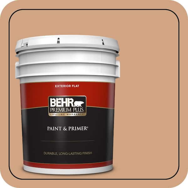 BEHR PREMIUM PLUS 5 gal. #260F-4 Sunset Beige Flat Exterior Paint & Primer
