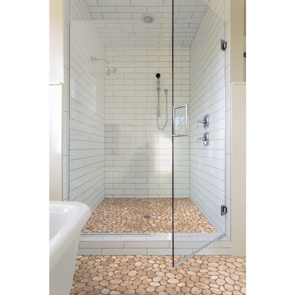 Tan Tumbled Marble Pebble Mosaic Tile for Walls and Floors